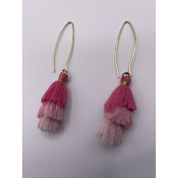 Ethnic Boho Bead Fabric Statement Necklace Fringe Tassel Earrings Gold Tone - Picture 10 of 10